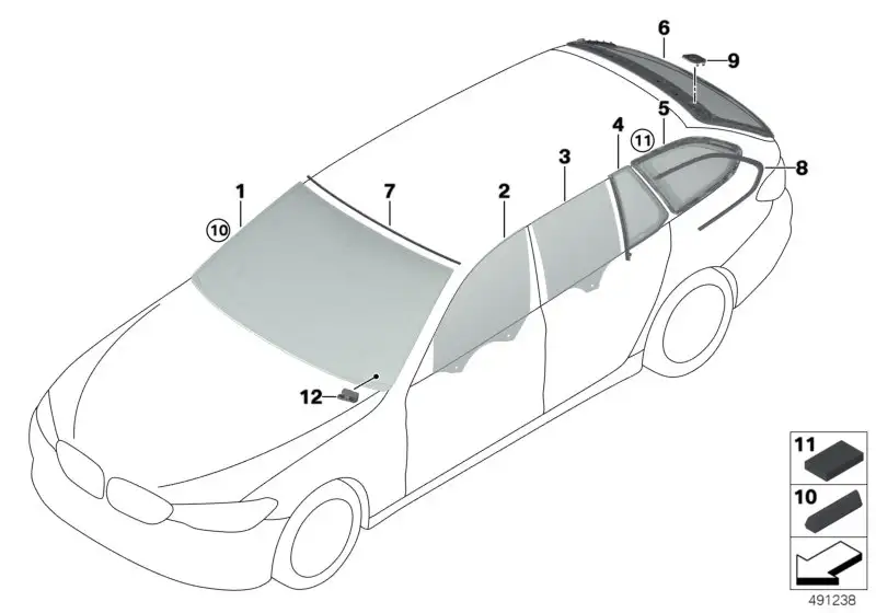 BMW Heckscheibe grün G31 51317411929