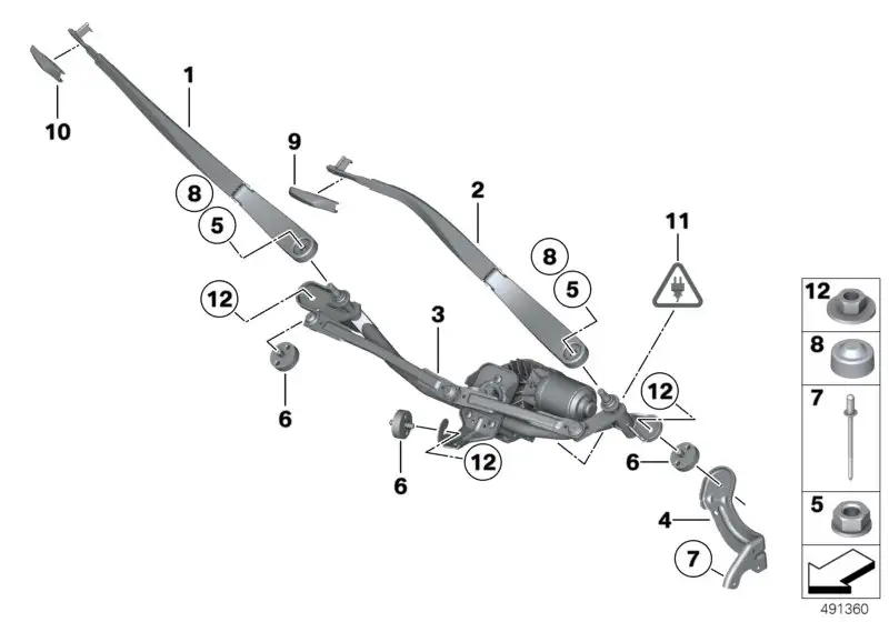 BMW Gestänge Scheibenwischer mit Motor F01 F02 F04 F10 F11 616173