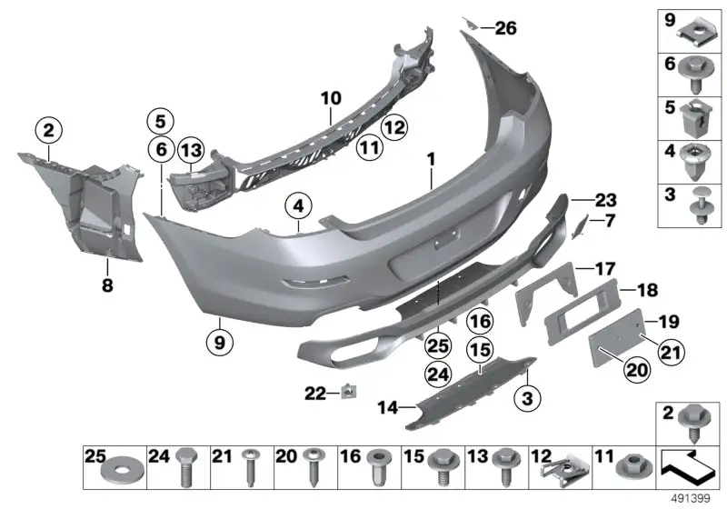 BMW Führung Mitte hinten F06 F12 F13 51127223161