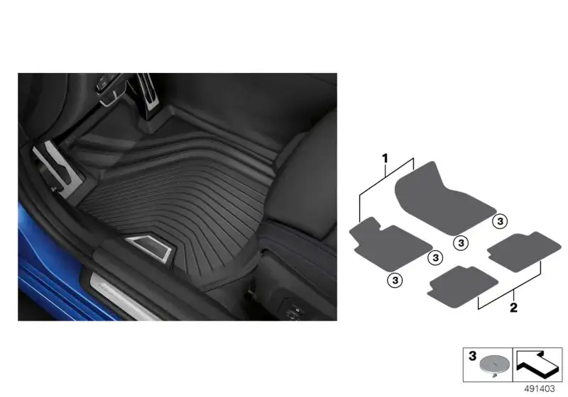 BMW Fussmatten Allwetter vorn G20 G21 51472461170 (RHD)