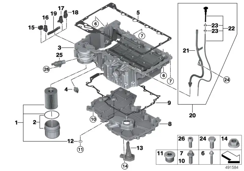 BMW Dichtung Ölwanne G05 G06 G07 G11 G12 G14 G15 G16 G30 11138601