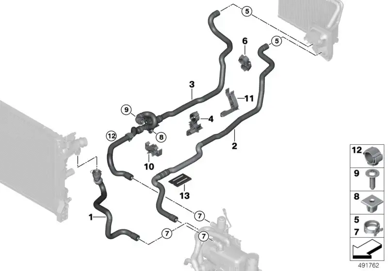 BMW Kühlmittelschlauch Vorlauf 1 G11 G12 G14 G15 G16 G30 G31 G32