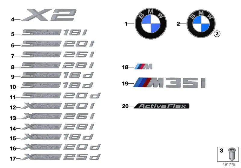 BMW Schriftzug F39 51147441925 - X2 F39