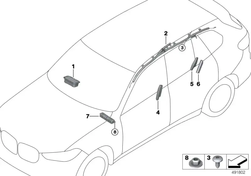 BMW Kopfairbag links F95 G05 72127409177