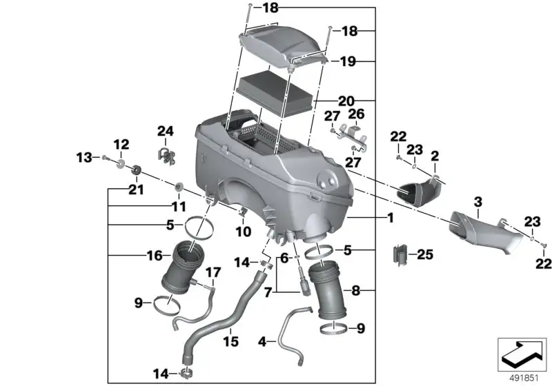 BMW Ansauggeräuschdämpfer K53 K54 13718523907 - Bildposition 01