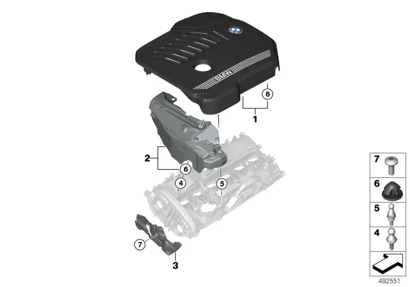 BMW Abdeckung Akustik hinten 11148666846 - Bildposition 02