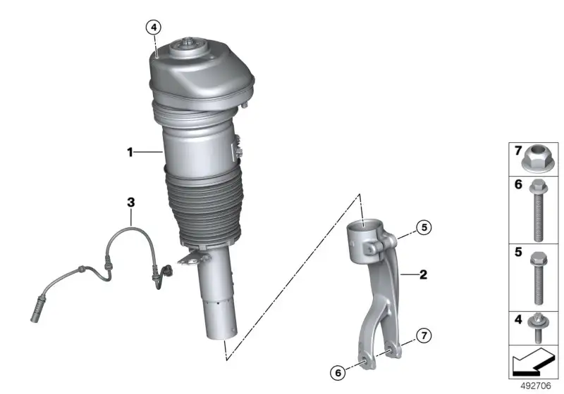 BMW Luftfederbein vorn links VDC low 37106869029