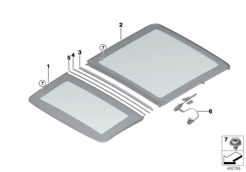 BMW Glasdeckel beleuchtet vorn G07 54109466709