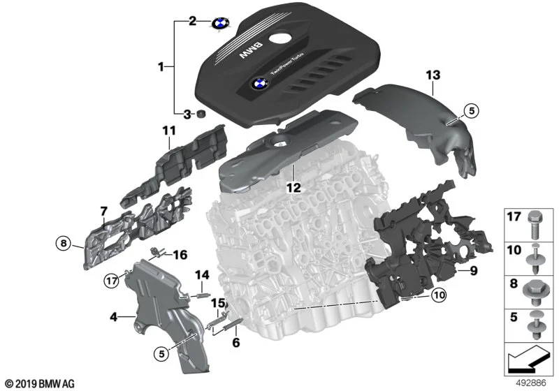 BMW Abdeckung Akustik hinten G01 G02 G05 G06 G07 G11 G12 G14 G15 G16 G20 G21 G30 G31 G32 11148570839