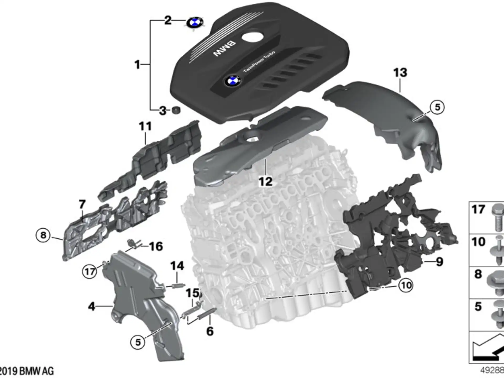 BMW Abdeckung Akustik hinten G01 G02 G05 G06 G07 G11 G12 G14 G15 G16 G20 G21 G30 G31 G32 11148570839
