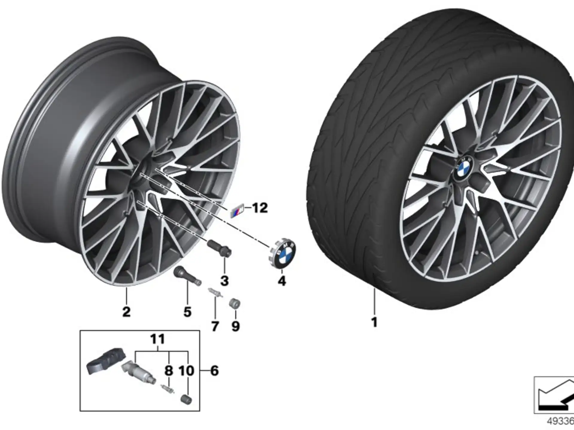 BMW Alufelge Y-Speiche 788M 9Jx19 ET29 jet black uni/glanzgedreht 2er F87 M2