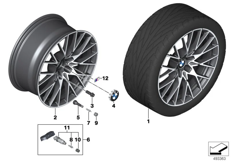 BMW Alufelge Y-Speiche 788M jet black uni/glanzgedreht 10Jx19 ET40 2er F87 M2