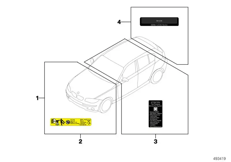 BMW Hinweisschild Reset E36 E46 E52 E53 E60 E61 E63 E64 E70 E71 E