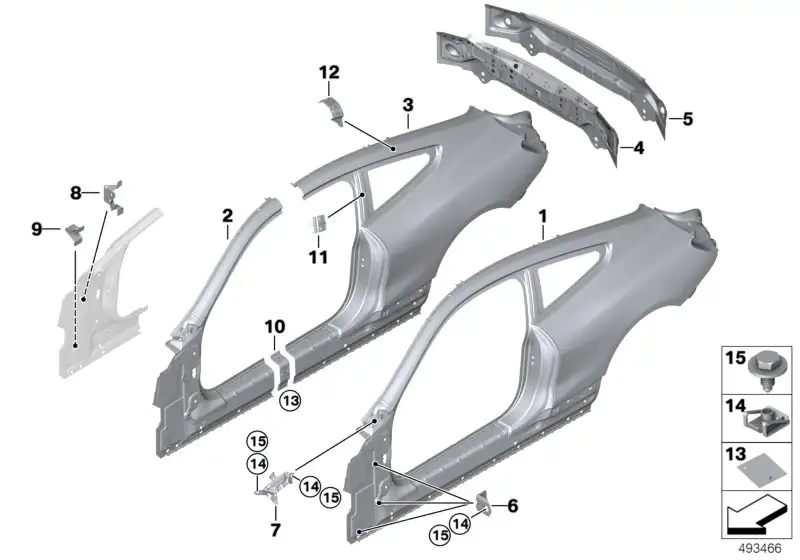 BMW Seitenrahmen aussen rechts 41007494460