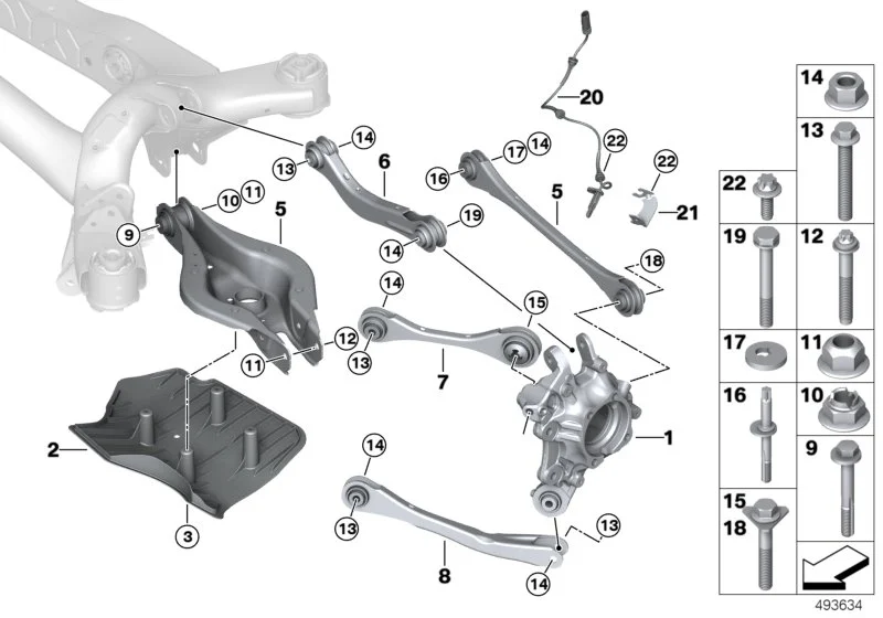 BMW Sechskantschraube mit Bund E70 E71 E72 F15 F16 F85 F86 G01 G21 G28 G29 M40i G30 G31 I12 I15 07119906093