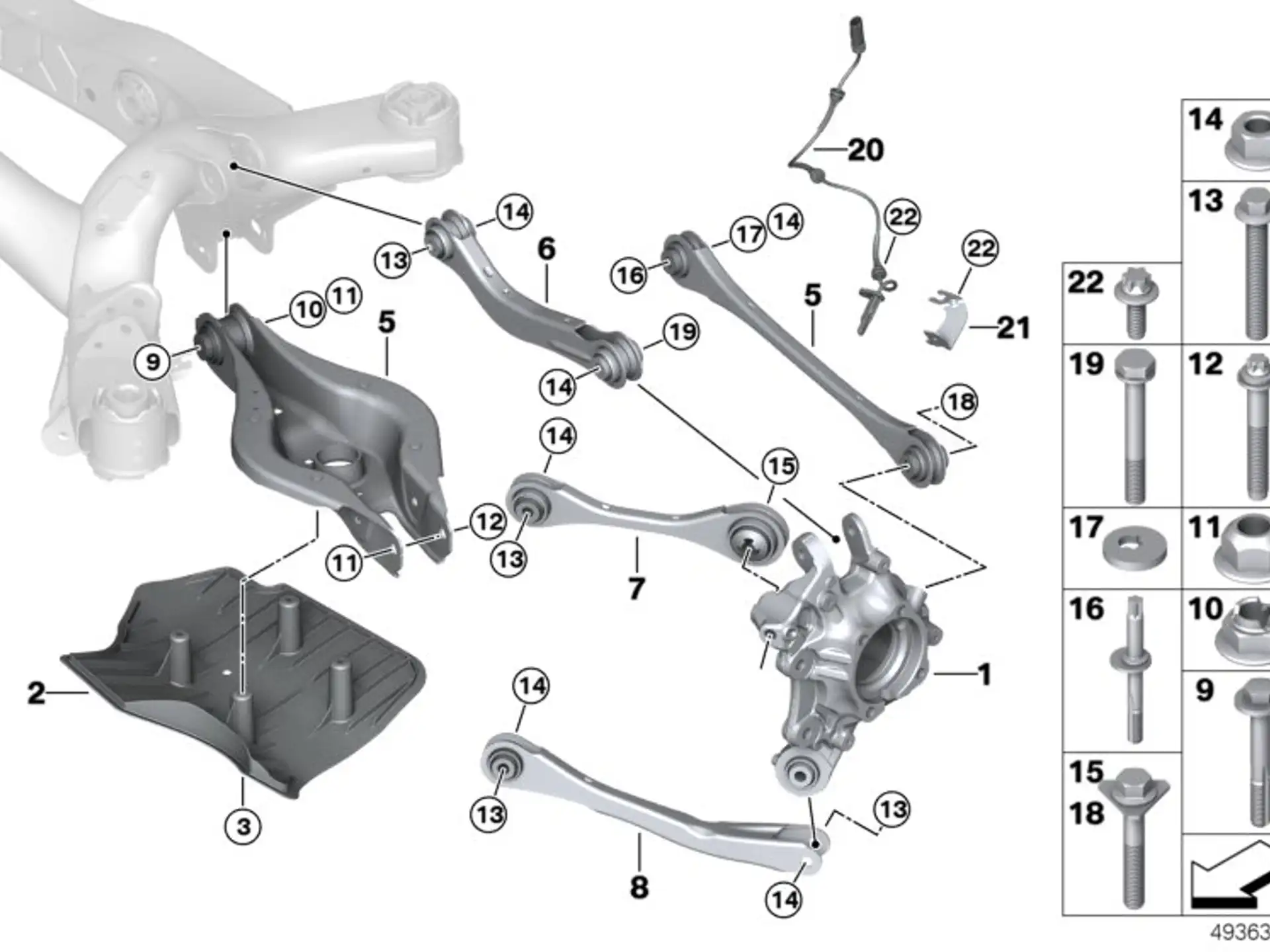 BMW Sechskantschraube mit Bund E70 E71 E72 F15 F16 F85 F86 G01 G21 G28 G29 M40i G30 G31 I12 I15 07119906093