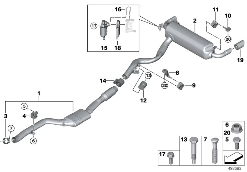 BMW Stellantrieb Abgasklappe F90 F91 F92 F93 F95 F96 G05 G06 G07 G20 G21 G28 G29 M40i 18308686640