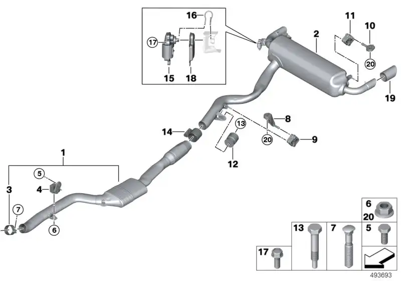 BMW Stellantrieb Abgasklappe F90 F91 F92 F93 F95 F96 G05 G06 G07