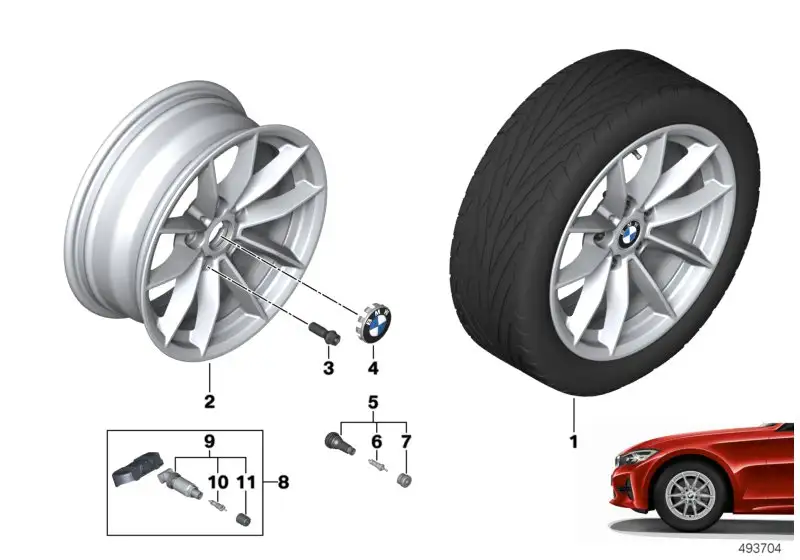 BMW Radelektronikmodul mit Ventil RDC 433MHZ 1er F40 3er G20 G21