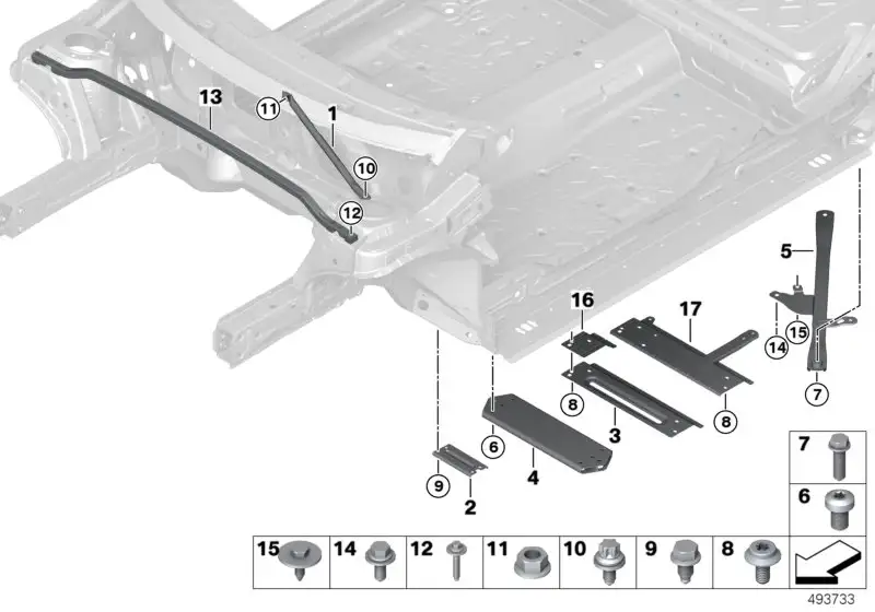 BMW Torsionsstrebe hinten F39 F45 F46 F48 F54 F60 51617407055