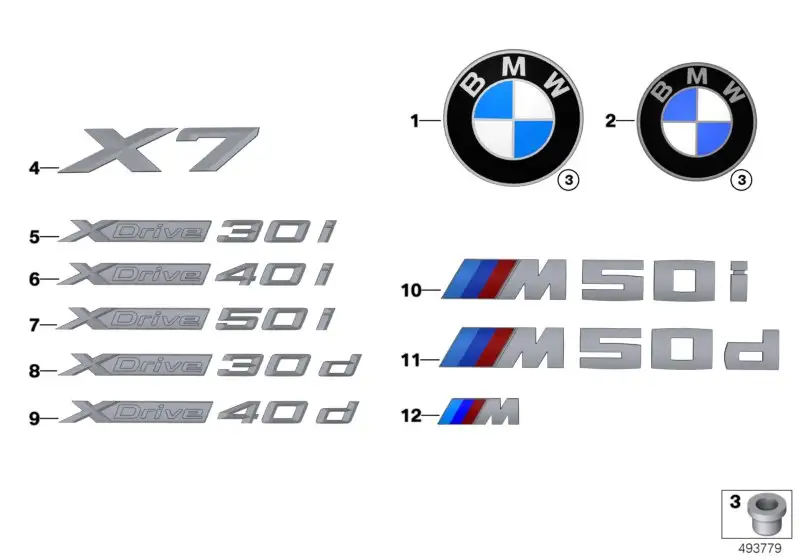 BMW Schriftzug G07 51148093997