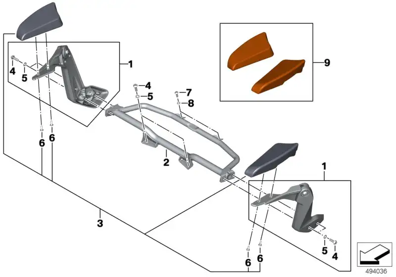 BMW Satz Armlehne rechts K61 77258409496 - Bildposition 01