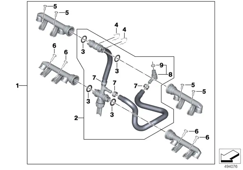 BMW Kraftstoffverteiler mit Drucksensor K67 K69 13549444533