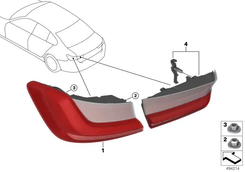 BMW Heckleuchte Seitenwand rechts G20 G28 63217420450