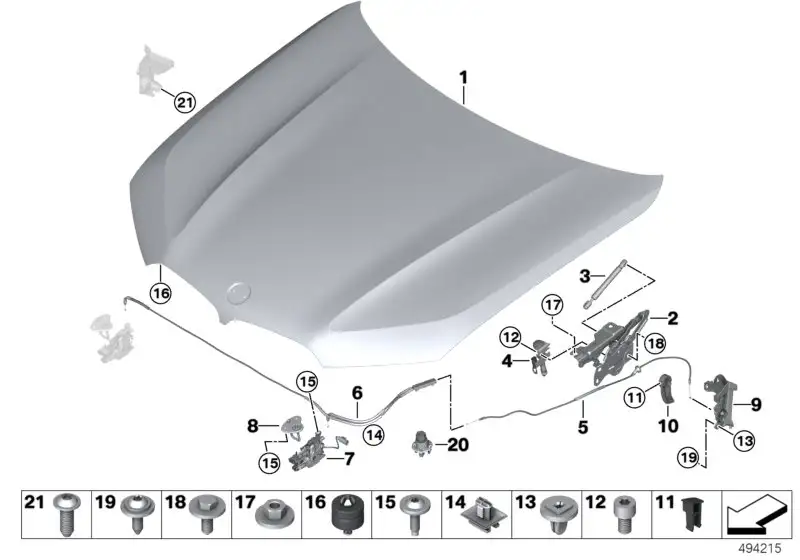 BMW Bowdenzug F95 F96 G05 G06 G07 51237418204