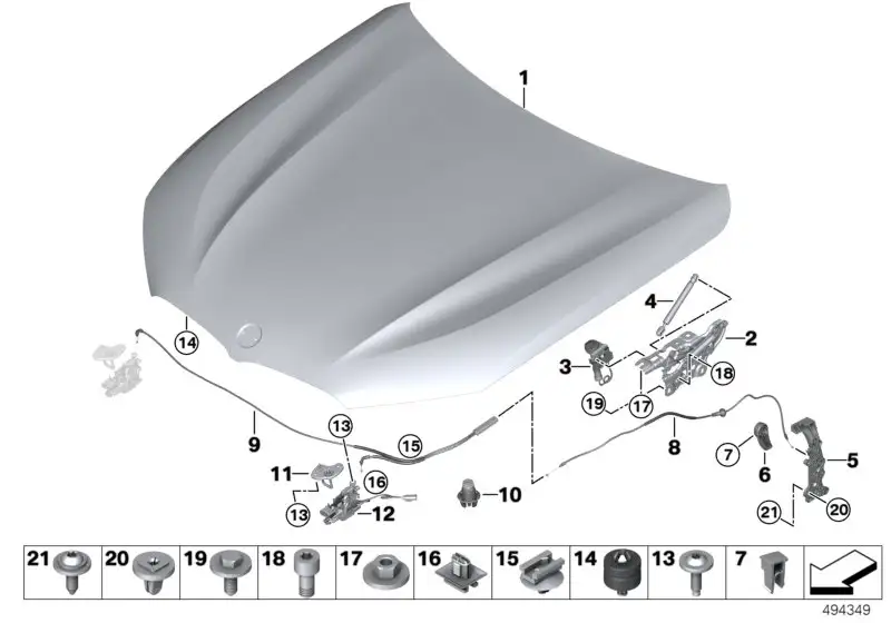 BMW Gasfeder Frontklappe Passiv 51237443234 - Bildposition 04