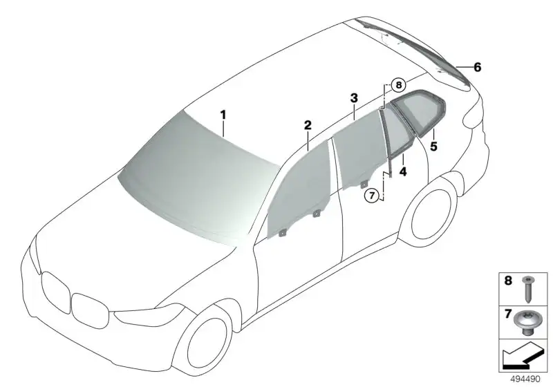 BMW Frontscheibe grün Regen/Licht/Beschlags. F96 G06 51317440772