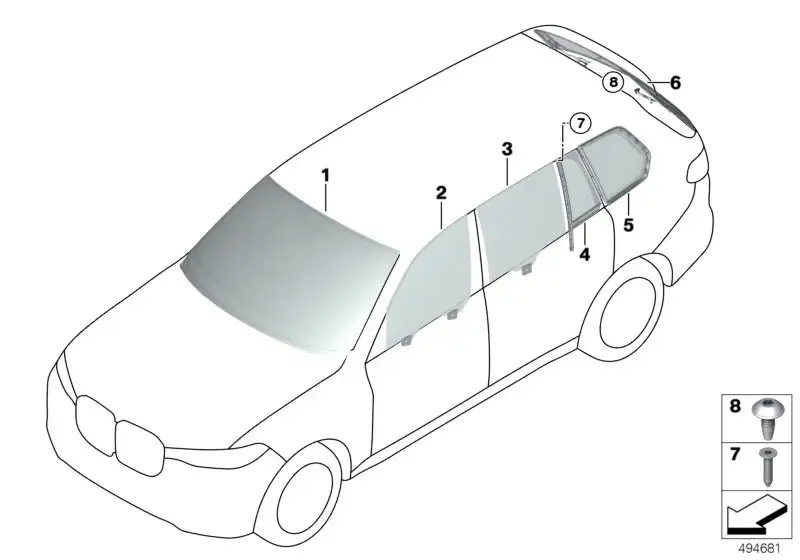 BMW Heckscheibe grün mit Antenne G07 51317442613