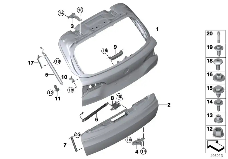 BMW Spindelantrieb Heckklappe unten G05 G07 51247461669