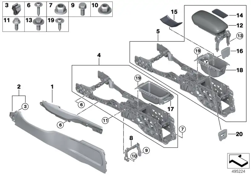 BMW Einlegematte Ablagefach F54 51169325852 - Bildposition 15