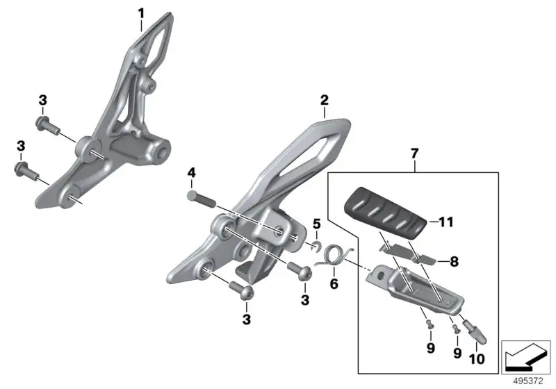 BMW Fussrastenplatte rechts K53 K54 46718540797