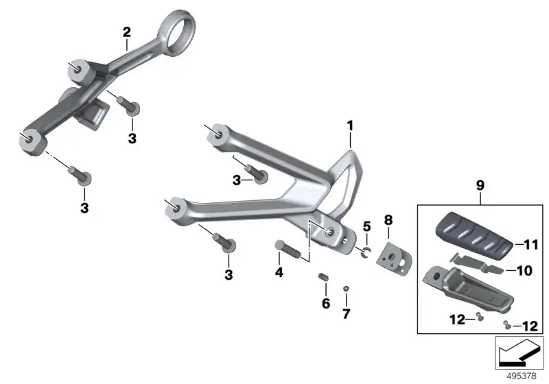 BMW Fussraste links mit Fussrastengummi K18 K53 K54 K69 K83 K84 4