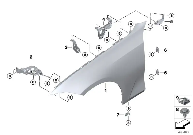 BMW Halter Seitenwand A-Säule mitte G20 G21 G28 41008495775 - Bil