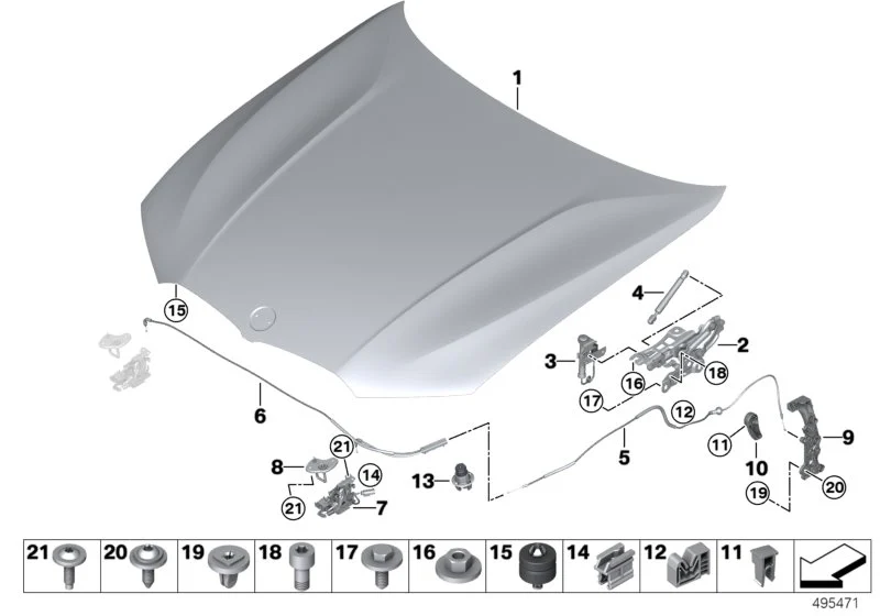 BMW Bowdenzug vorne G20 G21 G28 51237419390
