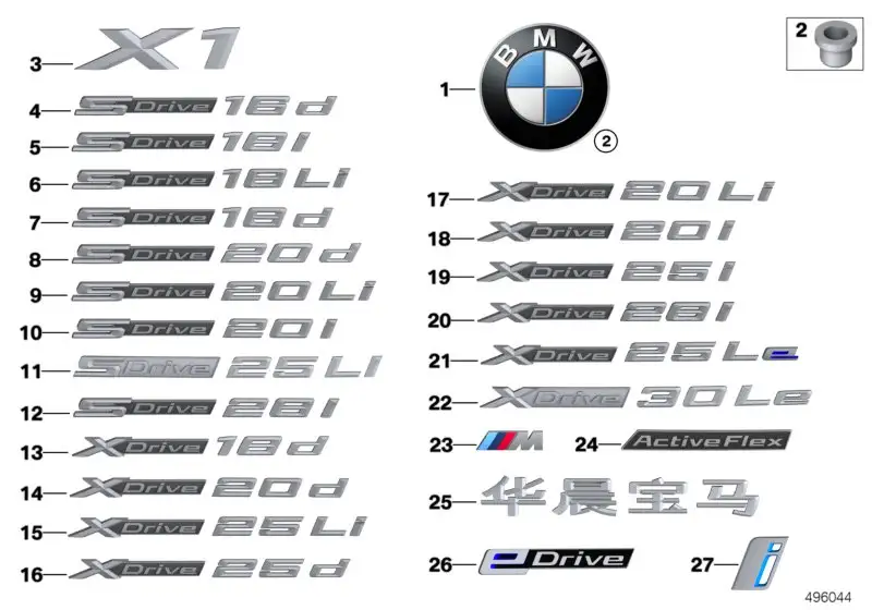 BMW Schriftzug F48 51147406675 - X1 F48