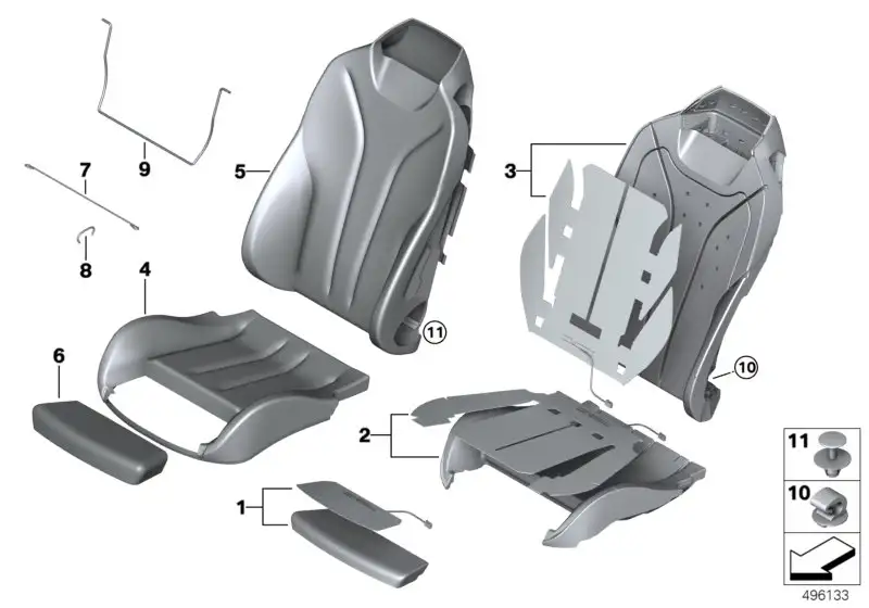 BMW Schaumteil Sportlehne links F33 F83 52107388779 - Bildpositio