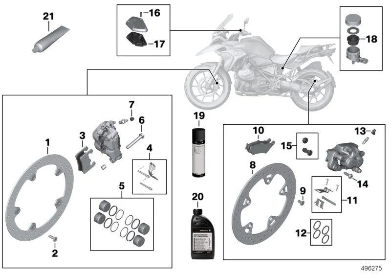 BMW Satz Befestigungsteile Bremsbeläge K50 K51 K52 K67 K69 34118405105
