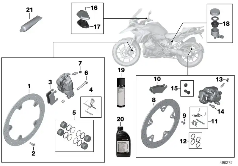 BMW Satz Befestigungsteile Bremsbeläge K50 K51 K52 K67 K69 341184