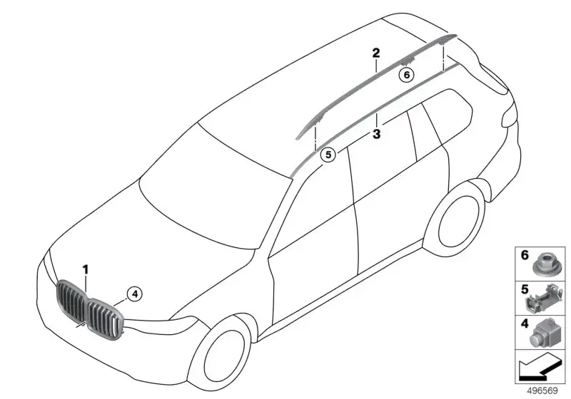 BMW Dachreling Hochglanz schwarz rechts G07 51138090458 - Bildpos