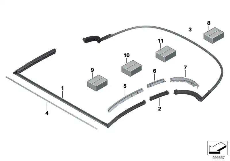 BMW Dichtung Verdeck vorne 54347947276 - Bildposition 01