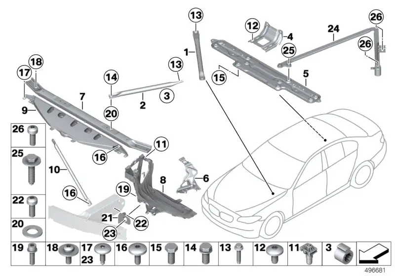 BMW Querstrebe vorn rechts F01 F02 F07 51717180320 - Bildposition