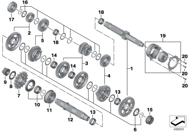 BMW Satz Antriebswelle 1. Gang K67 K69 23009443037