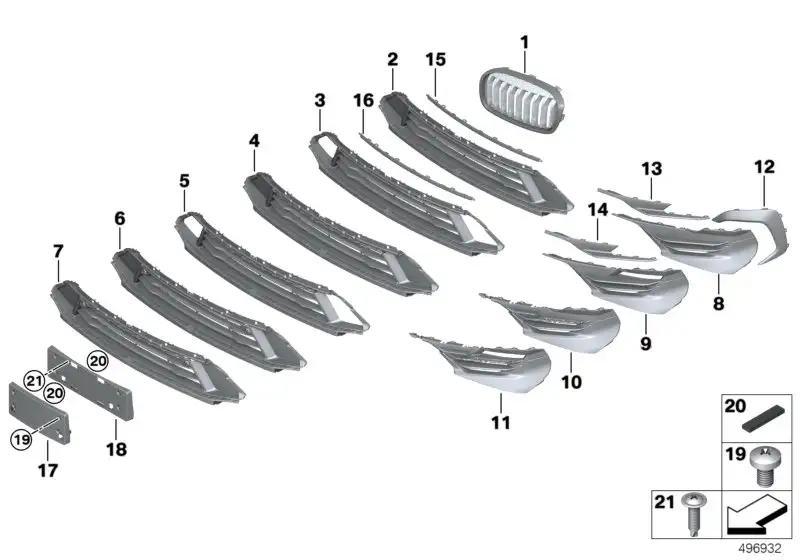 BMW Gitter Mitte offen F45 F46 51117460156 - Bildposition 05
