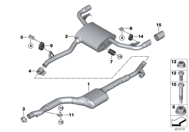 BMW Halter Nachschalldämpfer hinten rechts G01 G02 18308593696