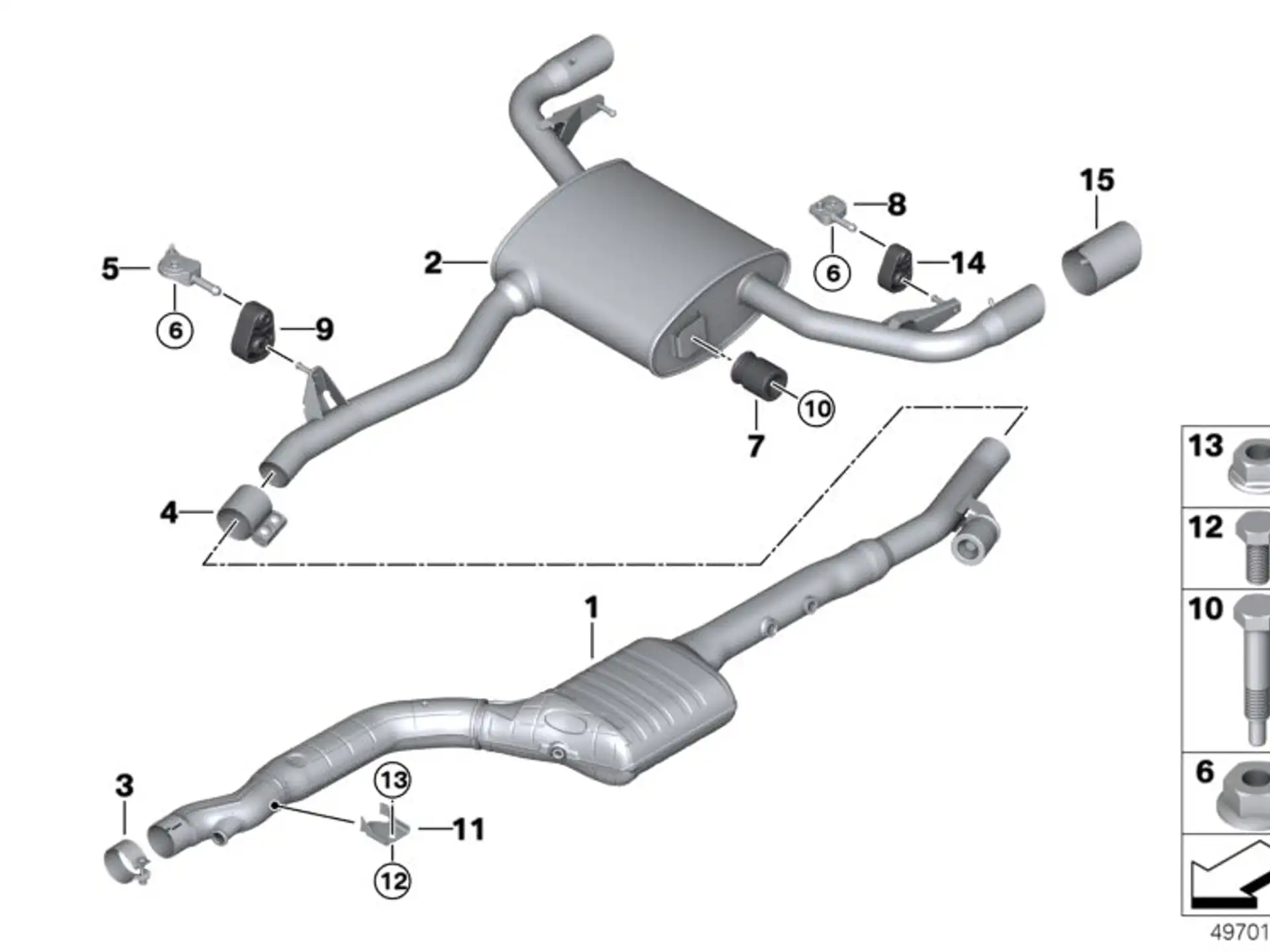 BMW Halter Nachschalldämpfer hinten rechts G01 G02 18308593696