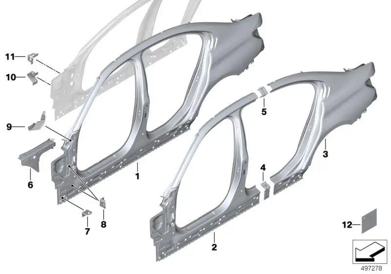 BMW Seitengerippe rechts G20 41007487372